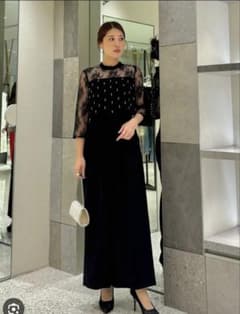 GRACE CONTINENTAL 刺繍ワイドサロペット ブラックのサムネイル