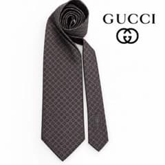 GUCCI ネクタイ ドット柄 ダークブラウン系 シルクのサムネイル