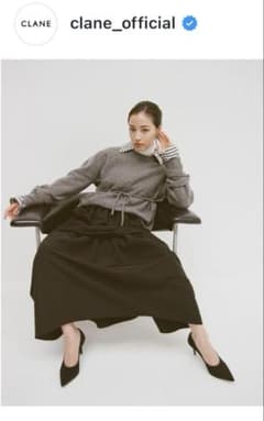 CLANE W FACE CENTER SLIT KNIT TOPS グレーのサムネイル