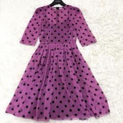 希少】ドルチェ&ガッパーナ シルク ドット柄 ワンピース 36 七分袖