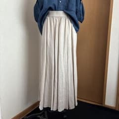 フレンチリネン ベージュ フレアスカート サイズ38のサムネイル