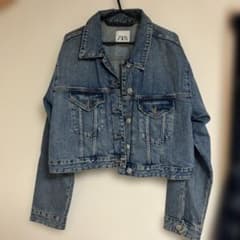 ZARA デニムブルー クロップドジャケット Lのサムネイル