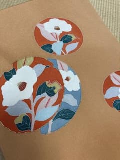 正絹】名古屋帯 橙地 椿尽くし 花丸文 和装 着物のサムネイル