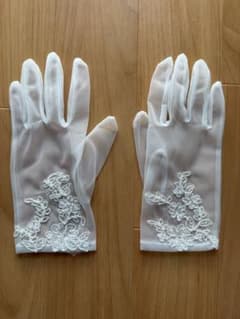 ウェディンググローブ ホワイト シフォン刺繍のサムネイル