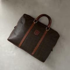 セリーヌ CELINE PVC レザー ビジネスバッグ マカダム柄 ブラウン