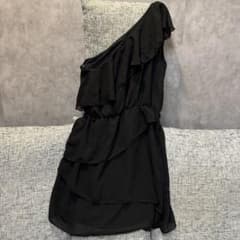 Misope ブラック ワンショルダー ミニワンピース M