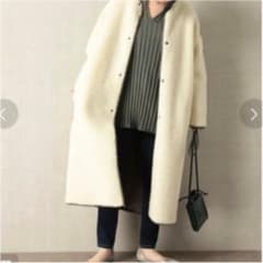 フリークストア　ノーカラーボアフリースロングコートのサムネイル