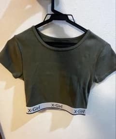 X-Girl クロップド丈 半袖 Tシャツ カーキのサムネイル