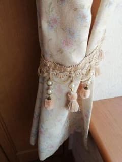 Tassel lace curtain accessory, beige, 2 pieces