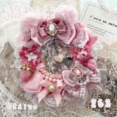 262. くま耳付き　硬質ケース　デコ　トレカ　ピンクのサムネイル