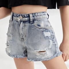 ウォッシュ加工 ダメージ加工 デニムショートパンツ 120のサムネイル