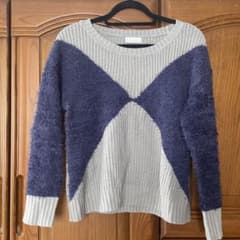 hyphen world gallery 長袖セーター グレー ネイビーのサムネイル