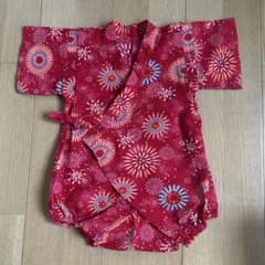 ベビー用甚平 90サイズ　赤　花火柄のサムネイル