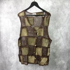 【秋レイヤード】CASUAL collection クロシェ ベスト ブラウン