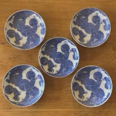 明治後期〜大正 銅印判 鳳凰と印図 小皿 5枚セット 11.5cmのサムネイル