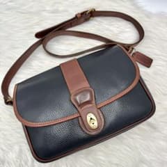【美品・希少】オールドコーチ　ショルダーバッグ　シェリダン　アメリカ製　黒　茶のサムネイル