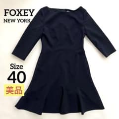 美品 近年モデル フォクシー フィット＆フレアワンピース スクープド