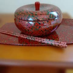 津軽塗 蓋付き菓子鉢 盆 箸 3点セット 伝統工芸 - メルカリ