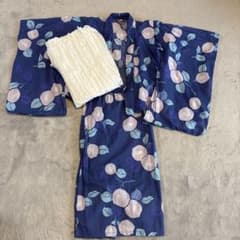 セパレート浴衣 女の子 130 兵児帯付き 3点セット 花柄 夏祭り　花火大会のサムネイル