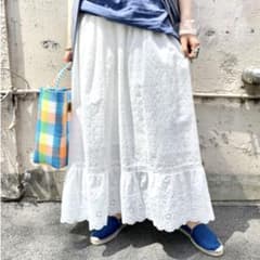 BEAMS BOY カットワーク ティアード スカート レース ホワイト フリー BEAMS BOY カットワーク ティアード スカート レース ホワイト フリー