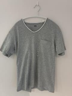 UNIQLO Vネック Tシャツ グレー M