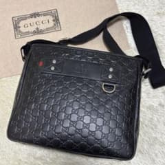 【超美品　正規品】グッチ　ショルダーバッグ　シマレザー 699✨美品✨GUCCI グッチ ショルダーバッグ シマレザー GG柄 ブラック