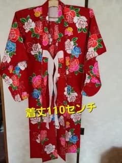 美品★ガールズ浴衣　赤系統のサムネイル