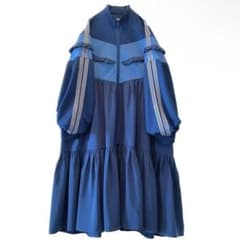 美品】 HEIHEI ジャージワンピース BLUE フリル - メルカリ