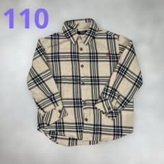 POLO キッズ 長袖シャツ チェック柄 110 ベージュ　黒