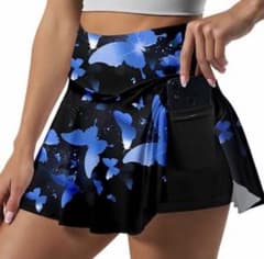 ♚新品・海外製ノーブランド美しい蝶々のデザインのフレアスコート♚ブルー✖️ブラックのサムネイル