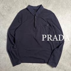 プラダ PRADA ラバープレート ロゴ 長袖ポロシャツ L ネイビー - メルカリ