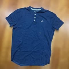 Hollister ヘンリーネック Tシャツ ネイビー Lのサムネイル