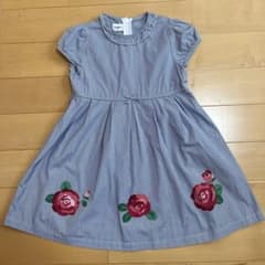 familiar ストライプ ローズ刺繍 ワンピース 120cmのサムネイル