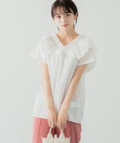 アーバンリサーチ（HEYUMM）2WAYシャーリングフリルブラウスのサムネイル