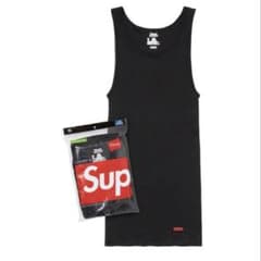 Supreme Hanes タンクトップ ブラック ステッカー付 - メルカリ