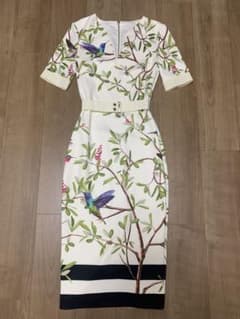 Ted Baker 花と鳥のプリント ワンピース Ted Baker 花と鳥のプリント ワンピース - メルカリ