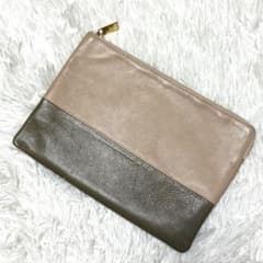 美品✨】セリーヌ クラッチバッグ バイカラー ロゴ ポーチ レザー 希少