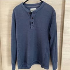 EddieBauer ネイビー　ヘンリーネック　size Mのサムネイル