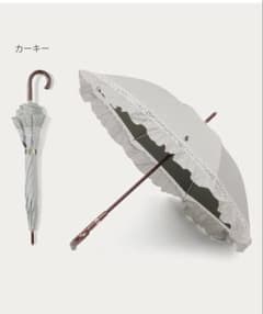 ラルフローレン✴︎カーキ ストライプ柄 フリル傘 晴雨兼用のサムネイル