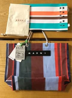 ★MARNI フラワー カフェ 限定 ストライプ トートバックのサムネイル