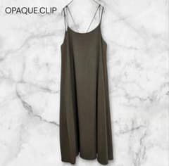 オペークドットクリップ キャミワンピース フレア L カーキ