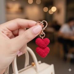 No．101 ぷっくり♡ツインハートキーホルダー (赤) - メルカリ