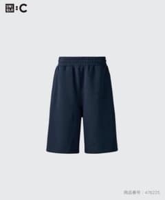 【新品未使用】UNIQLO:C スウェットワイドショーツ　ネイビーＭサイズのサムネイル