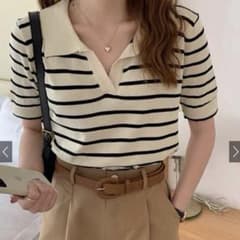 骨格ストレート　ニットシャツのサムネイル