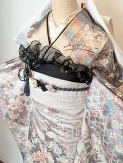 振袖フルセット 身丈171裄66 暈し染め 金銀彩 グレー 逸品 成人式