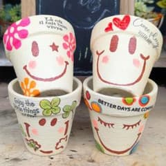 多肉植物❤Smileリメ鉢❤ちびちび❤デコ＆ステンシル❤4個セット❤のサムネイル