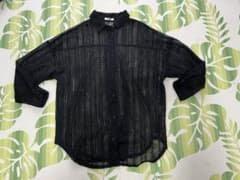 ブラック メッシュ 長袖シャツ