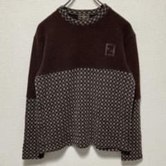 90s FENDI ニット フェンディ セーター ズッカ柄 FFロゴ バイカラー