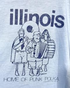 80sビンテージ Dick Guindon風刺漫画イラスト Tシャツ 水色のサムネイル