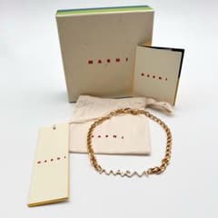 美品 MARNI マルニ ゴールドチェーン ロゴ ネックレス 箱 保存袋付き 